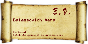 Balassovich Vera névjegykártya